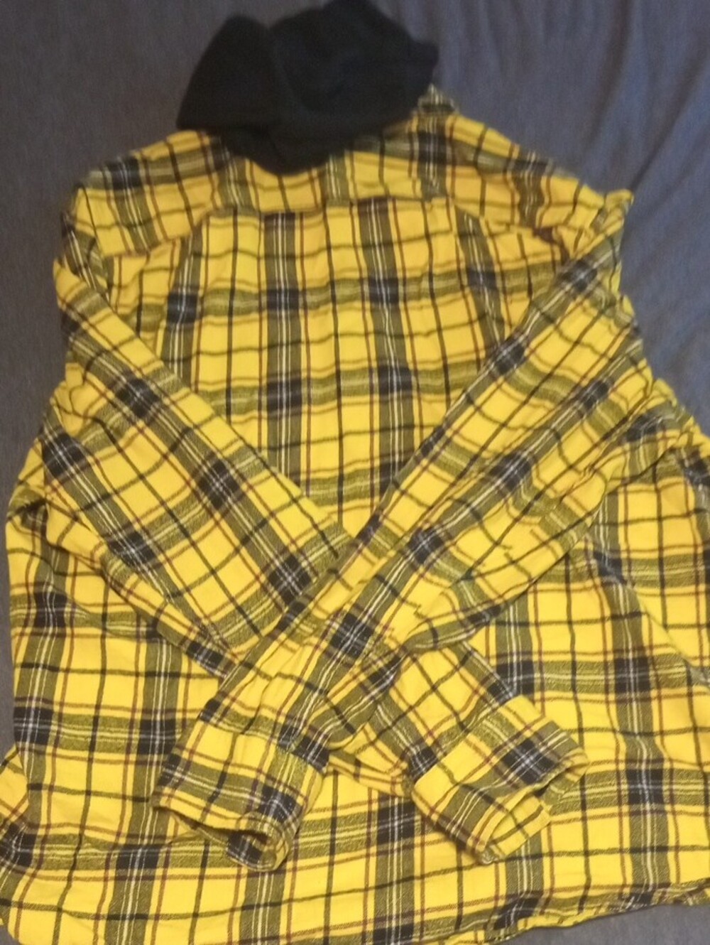 Abound Yellow and Black Plaid Hooded Shirt - Picture 3 of 3